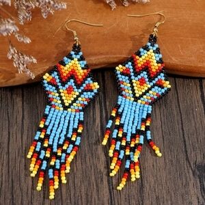 Native American Themed Beaded Earrings